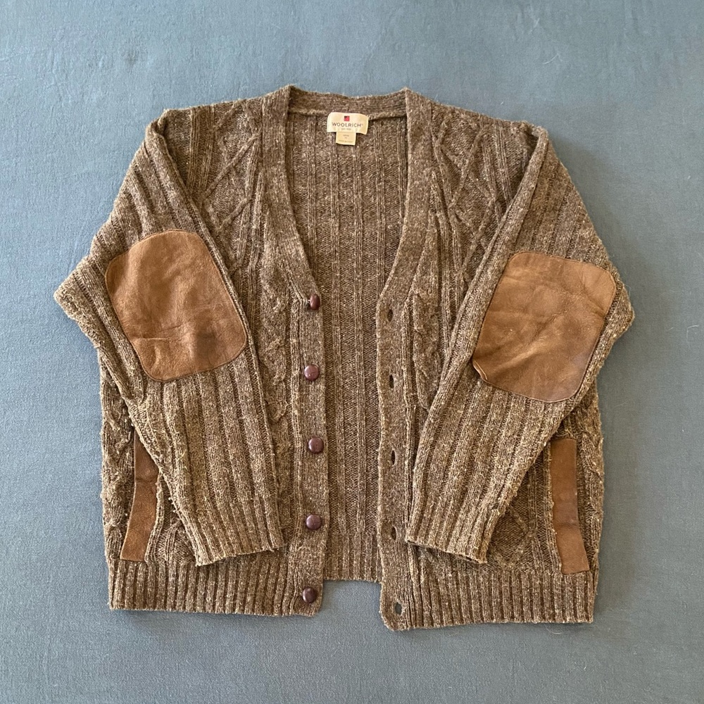 Woolrich Leather Elbow Patch Cardigan